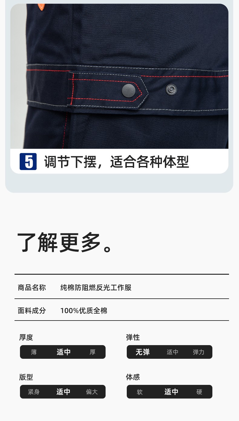 LJ-9601ZR 純棉春秋阻燃工作服套裝耐磨防燙電焊工專用工裝定制(圖10)