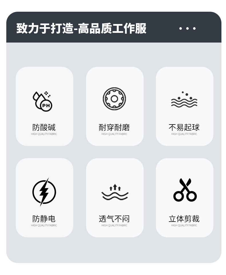 YJ-1302 防靜電防酸堿工作服套裝男春秋化工廠反光條耐磨工裝勞保服定制(圖2)