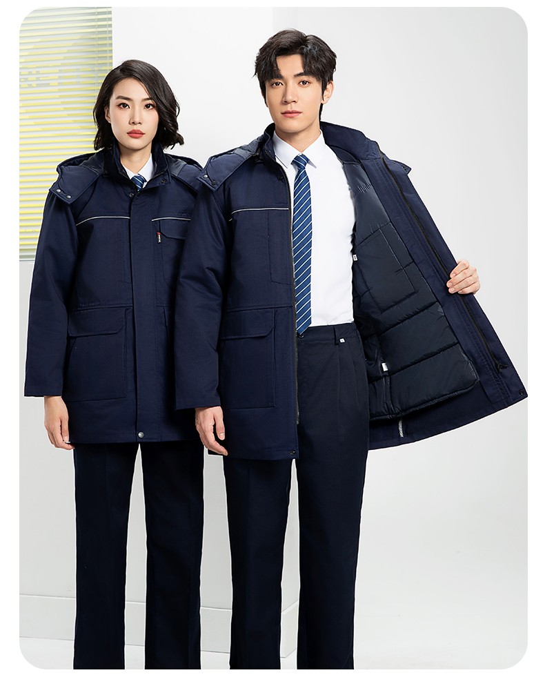 YJ-8824 冬季防靜電棉服男可拆卸純色加厚防寒保暖外套車間工廠團(tuán)體服定制(圖20)