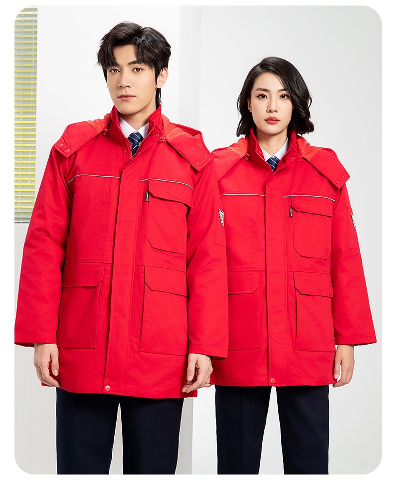 YJ-8824 冬季防靜電棉服男可拆卸純色加厚防寒保暖外套車間工廠團(tuán)體服定制(圖22)