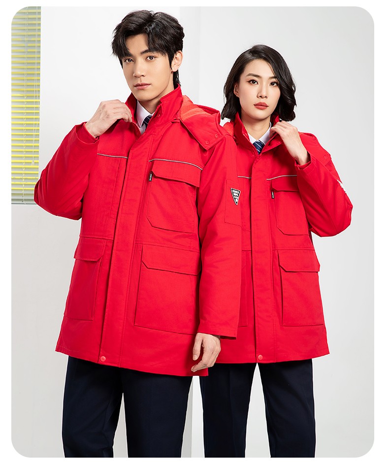 YJ-8824 冬季防靜電棉服男可拆卸純色加厚防寒保暖外套車間工廠團(tuán)體服定制(圖23)