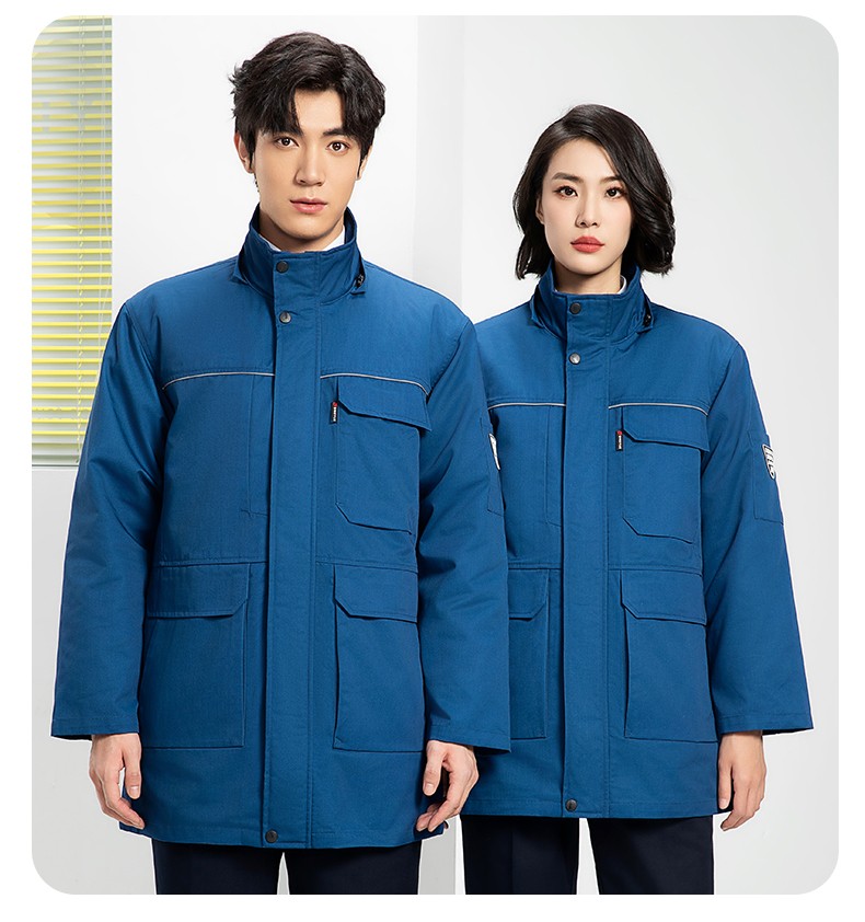YJ-8824 冬季防靜電棉服男可拆卸純色加厚防寒保暖外套車間工廠團(tuán)體服定制(圖25)