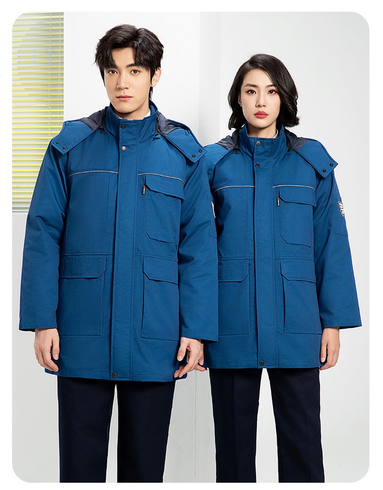 YJ-8824 冬季防靜電棉服男可拆卸純色加厚防寒保暖外套車間工廠團(tuán)體服定制(圖24)